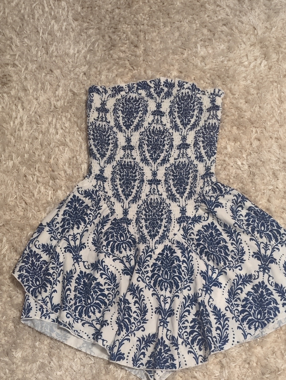 White And Blue 💙 Romper W/Shorts. Super Flowy.
